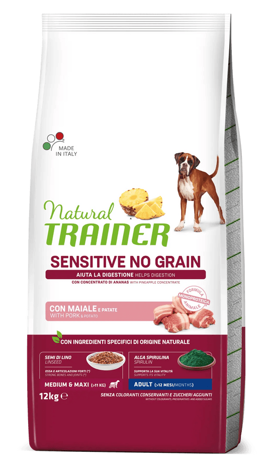 Sensitive No Grain Medium&Maxi Adult con maiale e patate